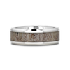 Ombre Deer Antler Tungsten Ring For Men With Beveled, Polished Finish - 6mm & 8mm