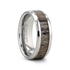 Ombre Deer Antler Tungsten Ring For Men With Beveled, Polished Finish - 6mm & 8mm