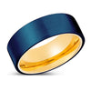 Delgado Blue Brushed Flat Tungsten Ring 18K Gold Plated Inside - 6mm - 10mm