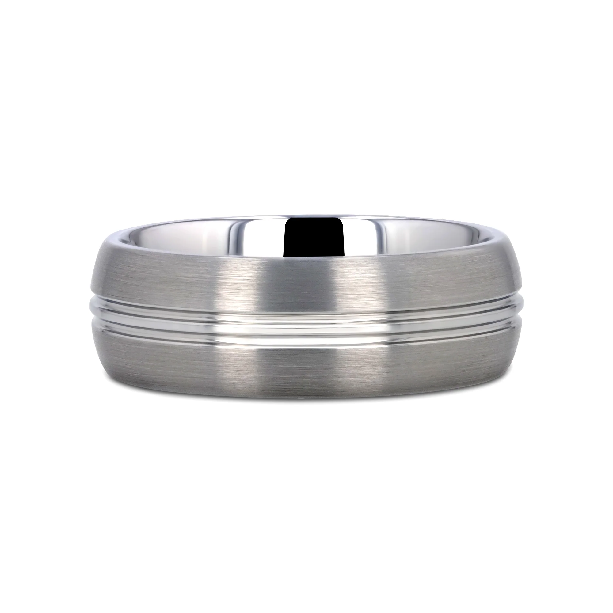 Pala Tungsten Carbide Ring with Domed Center Groove and Brush Finish - 6mm & 8mm