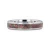 Pink Dinosaur Bone Inlaid Tungsten Carbide Beveled Edged Ring - 4mm - 8mm