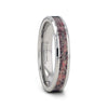 Pink Dinosaur Bone Inlaid Tungsten Carbide Beveled Edged Ring - 4mm - 8mm