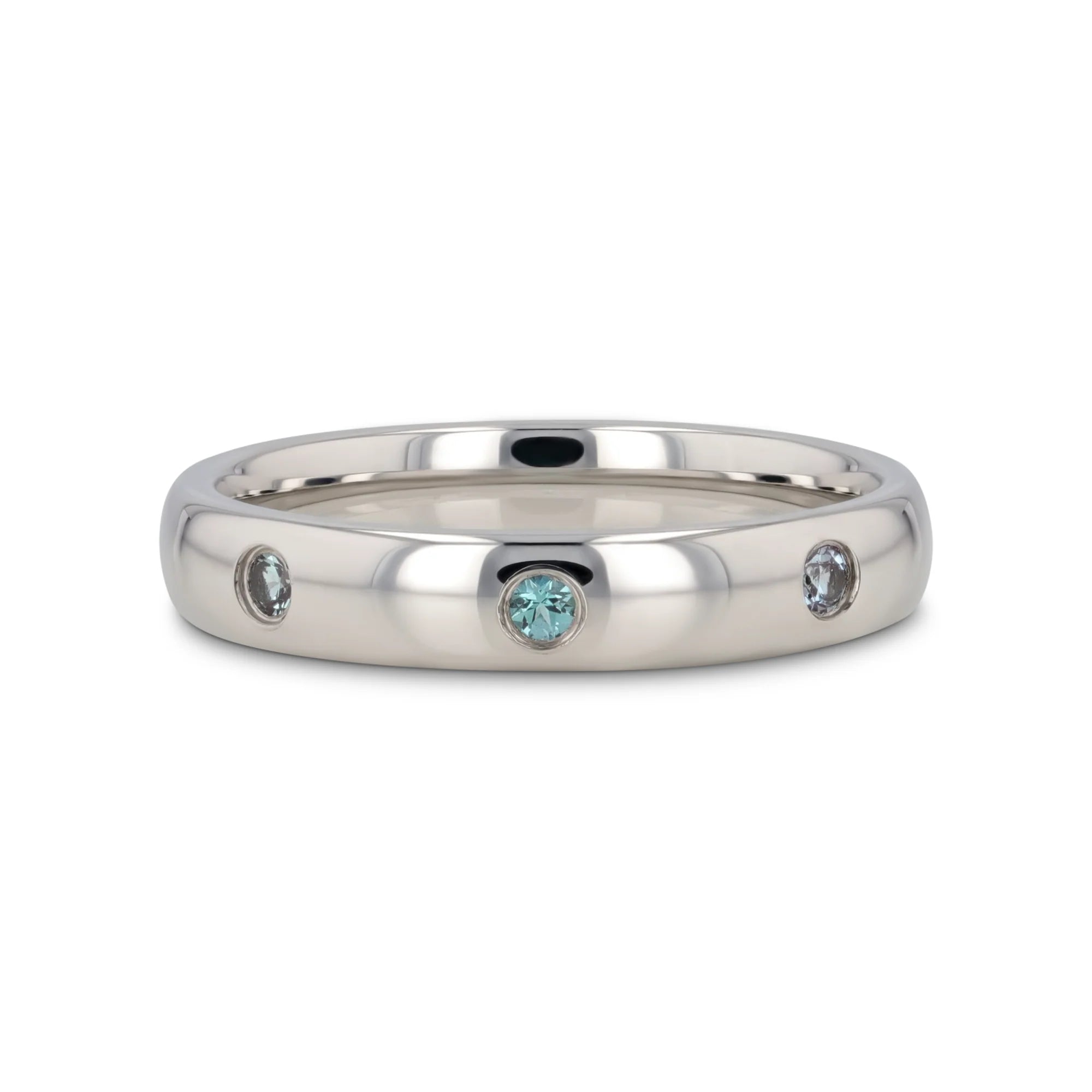 Mabel Polished Domed Tungsten Carbide Wedding Ring w/ Beautiful Alexandrite Setting 4mm