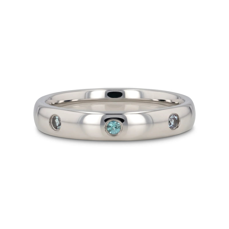 Polished Domed Tungsten Carbide Ring with Alexandrite Setting - 4mm