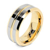 Wolfram-Ringe für Herren, zweifarbig, goldene Eheringe, silbern, matt, 8 mm