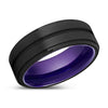 Nikolas Black Tungsten Ring Purple Aluminum Inside Stepped Edges - 6mm - 10mm