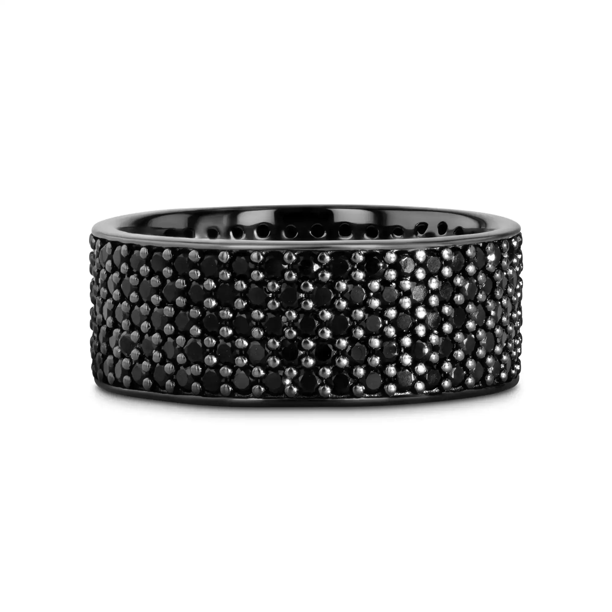 VENOM Sterling Silver Wedding Band with Black Spinel