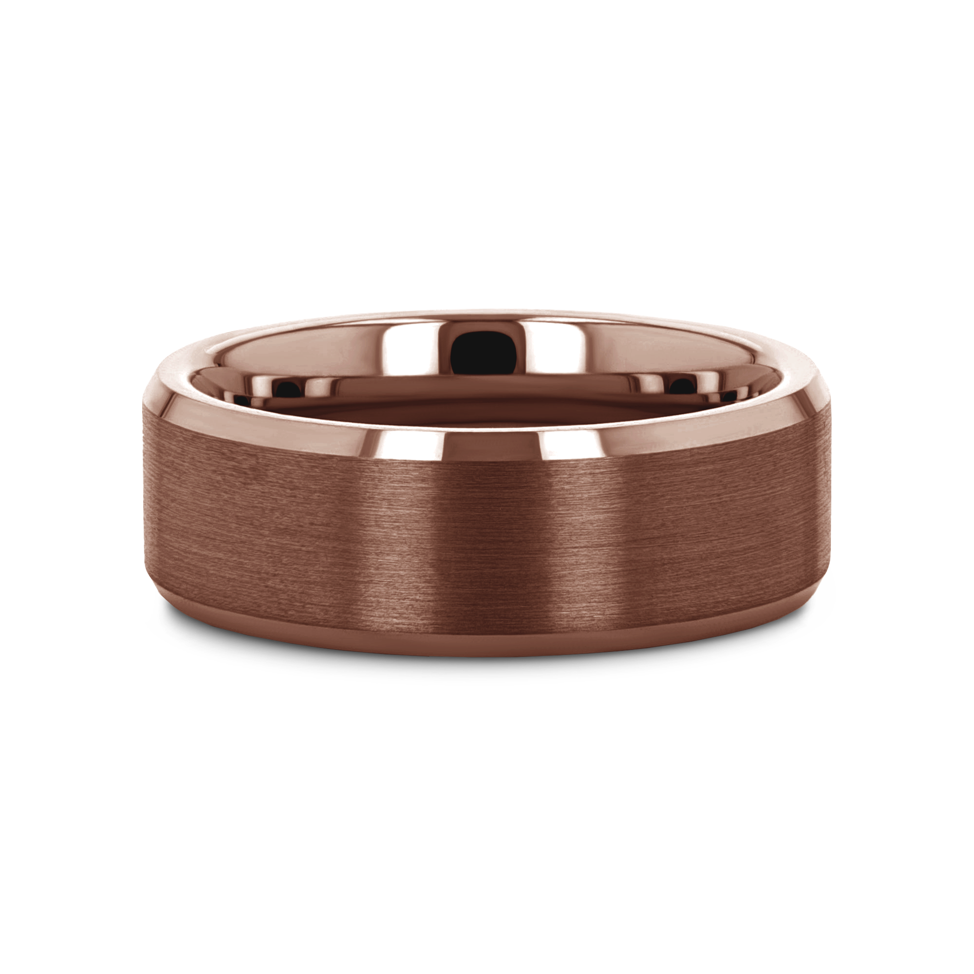 Sardis espresso tungsten ring, flat lay