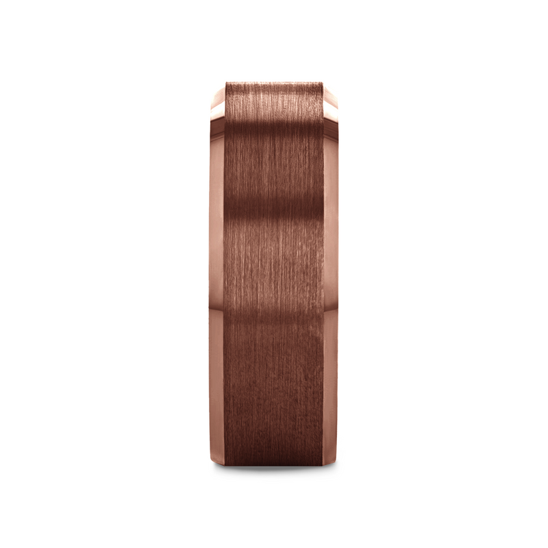 Sardis espresso tungsten ring, side view
