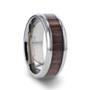 Orpheus Beveled Men's Titanium Wedding Ring With Black Walnut Wood Inlay - 8mm