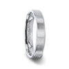 Silver Brushed Center Flat Style Wedding Band With Beveled Edges - 4mm & 8mm