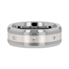 EDWARDO Silber Intarsierter abgeschrägter Wolframring mit 8 Diamantfassungen – 8 mm
