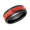 Mack Beveled Black Men's Tungsten Ring Red Fire Opal Inlay - 8mm