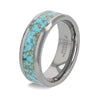 TURCHESE Light Turquoise Spider Web Inlay Tungsten Ring With Beveled Edges - 8mm