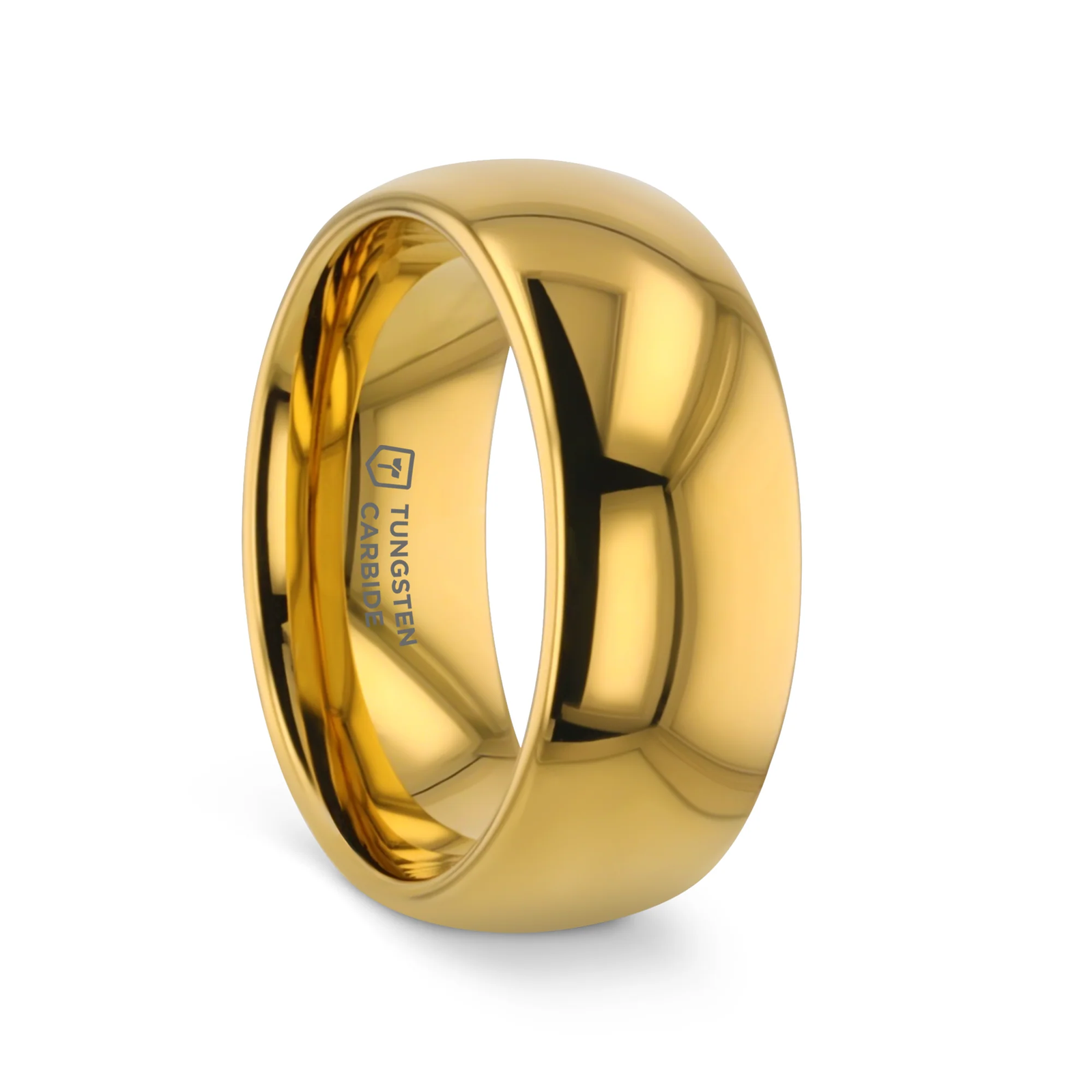 Tidam Classic Domed Gold-Plated Tungsten Carbide Ring Polished - 4mm - 10mm