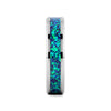 Tungsten ring with blue and green inlay on a white background