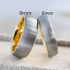 Wolfram-Ring mit 18 Karat Gelbgold-Plattierung, gewölbt, gebürstet, bequeme Passform – 7 mm