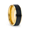 GADAR Men's Yellow Gold Inlaid Beveled Titanium Ring with Black Brushed Center - 8mm