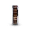 ZINGANA Titanium Ring With Beveled Edges And Real Zebra Wood Inlay - 8mm