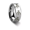 Mycenae titanium ring with engraved geometric emblem, side view