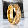Ra gold tungsten ring with gold foil inlay, front view