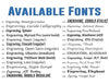 List of available fonts in a typographic style on a white background