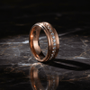 Chiron rose gold tungsten ring with round white CZ, detail view