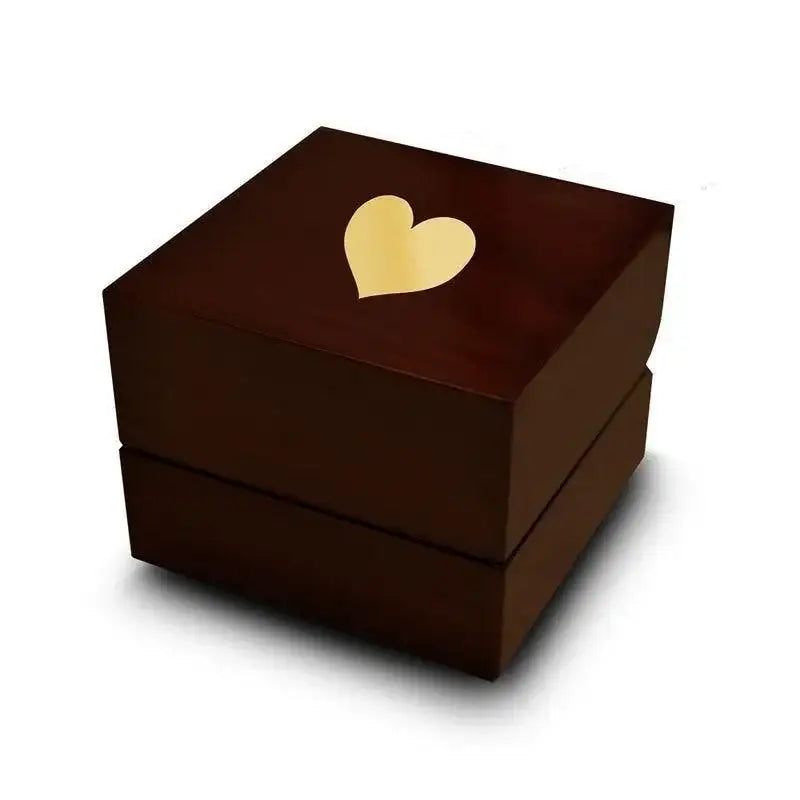 Edom dark wood ring box with engraved heart symbol