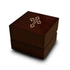 Shiloh dark wood ring box with engraved artistic cross