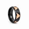 Amun black tungsten ring with rose gold interior, front view
