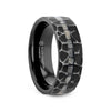 FISSURE Black Tungsten Ring with Hammered Finish and Meteorite Inlay