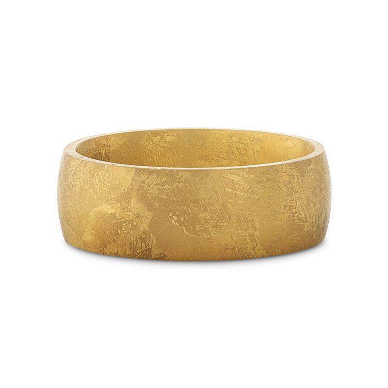 Icarus gold-plated titanium meteorite ring, front view