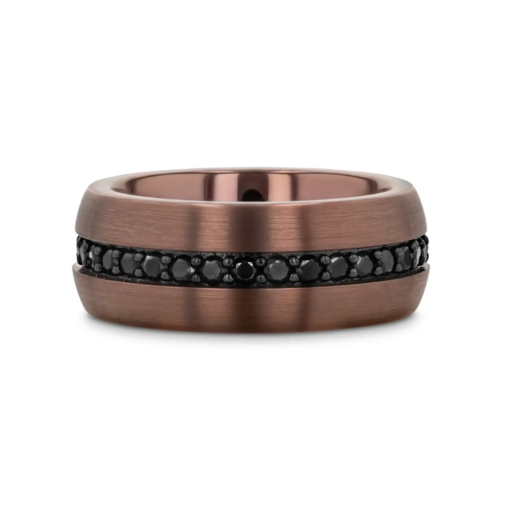 Ramses espresso tungsten carbide wedding band, alternate view