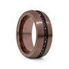 Ramses espresso tungsten carbide ring with black sapphire inlay