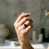 Ramses espresso tungsten ring presented in a gift box