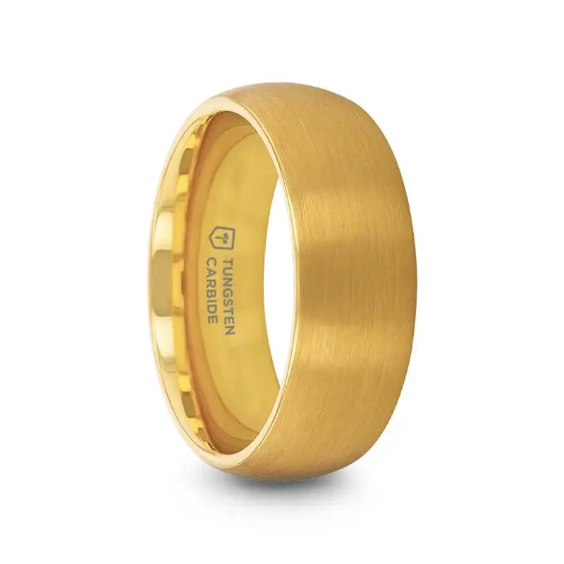 Nubia gold-plated tungsten ring, side view