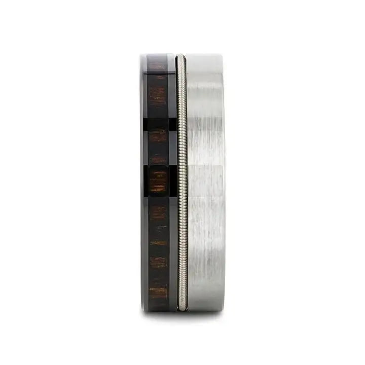 Osiris tungsten black ceramic hybrid ring, front view