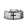 Ephesus natural tungsten ring with Lord's Prayer engraving, flat lay