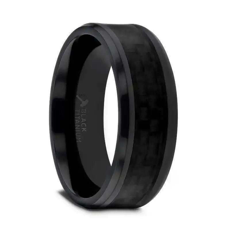 Hyperion black titanium carbon fiber ring, side view
