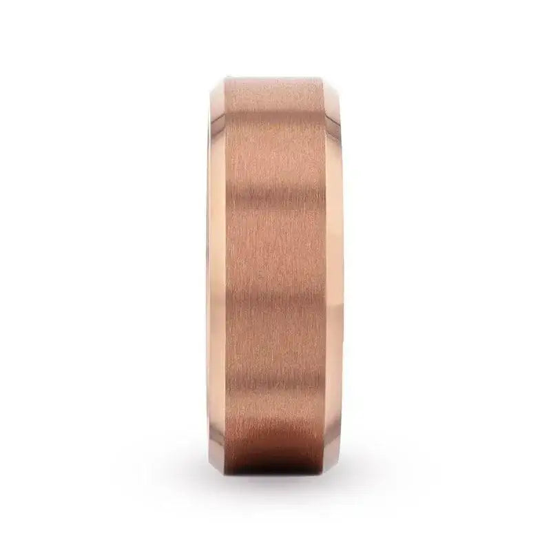 Endymion rose gold titanium ring, side view