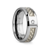 LARK Tungsten Ring With White Carbon Fiber And White Diamond Setting - 8mm