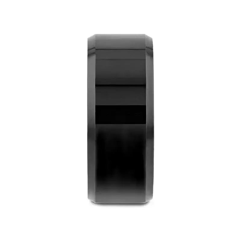 Sidon black tungsten ring, 10mm front view