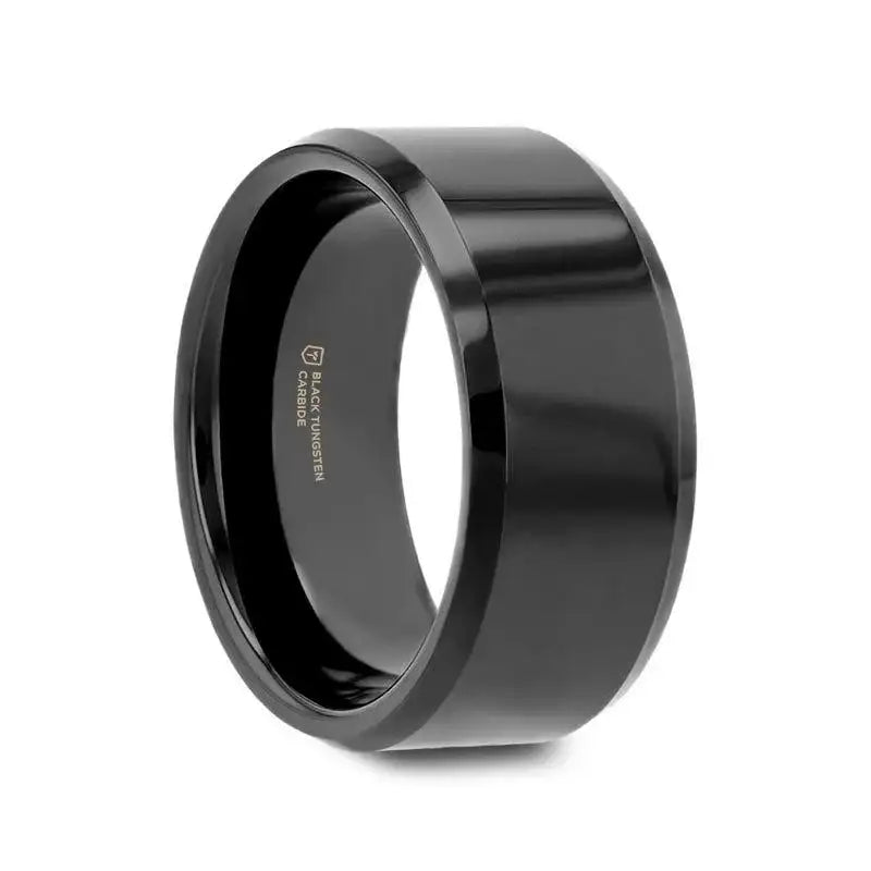 Sidon black tungsten ring, 10mm side view