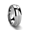 Byzantium tungsten ring with braided palladium inlay, side view