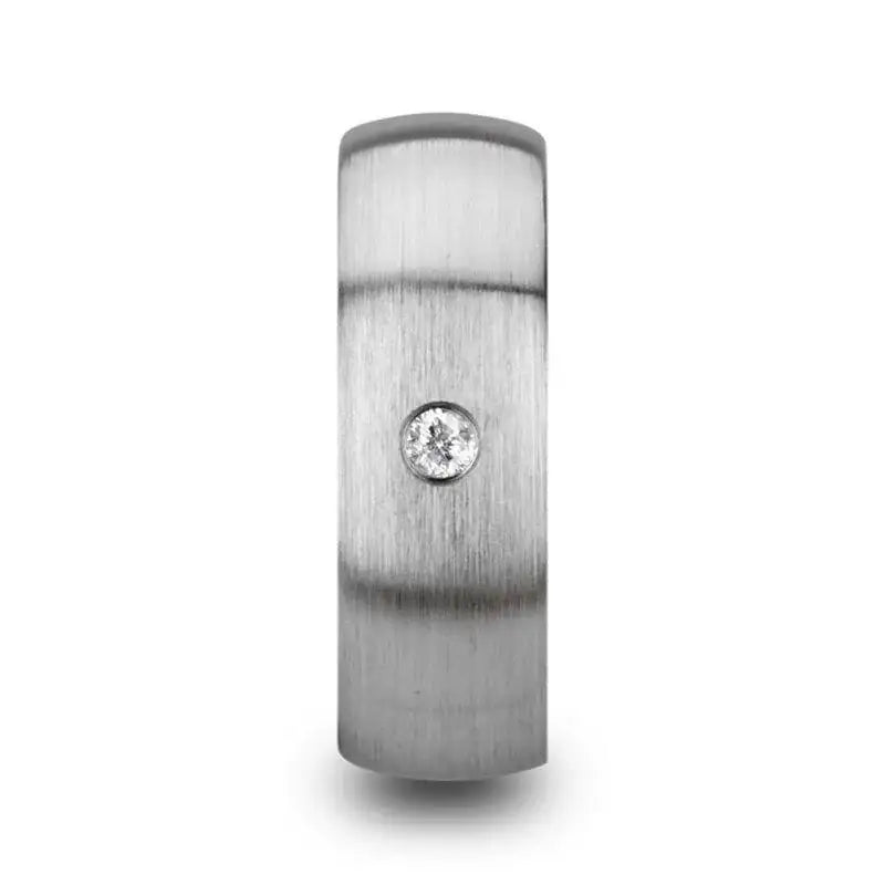 PEGASUS Brushed and Domed Tungsten Carbide Wedding Ring with White Diamond - 6mm & 8mm - Larson Jewelers