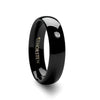 Sekhmet domed black ceramic ring with diamond, side view
