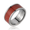 ARES Pink Wood Wedding Band Titanium Genuine Inlay - 8mm