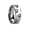 Caribou Track Wolf Print Ring Engraved Flat Tungsten Polished- 4mm - 12mm