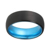 CONROE Men’s Domed Black Tungsten Carbide Ring with Aqua Blue Inside - 8mm