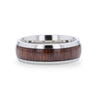 CORTEZ Black Walnut Wood Inlaid Titanium Men’s Ring With Beveled Edges - 8mm